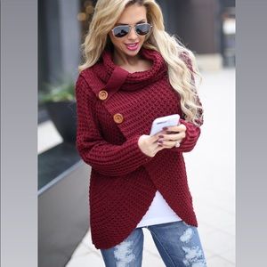 Burgundy cowl neck Sweater S